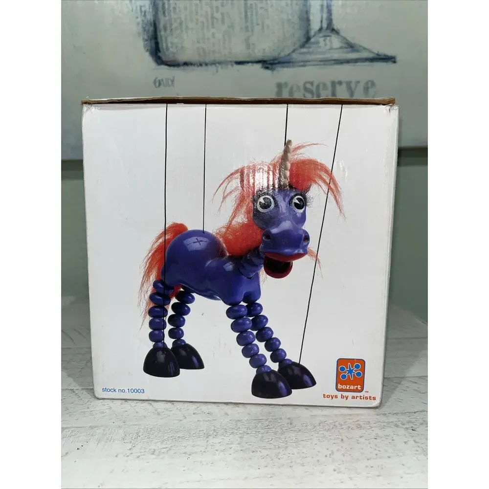 Bozart Delilah the Unicorn Marionette Puppet 1998 Purple Orange Mane
